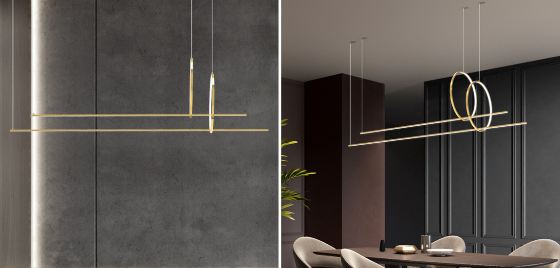 Подвесной Дизайнерский Светильник Ursa Geometric Ring Lamp 2 кольца