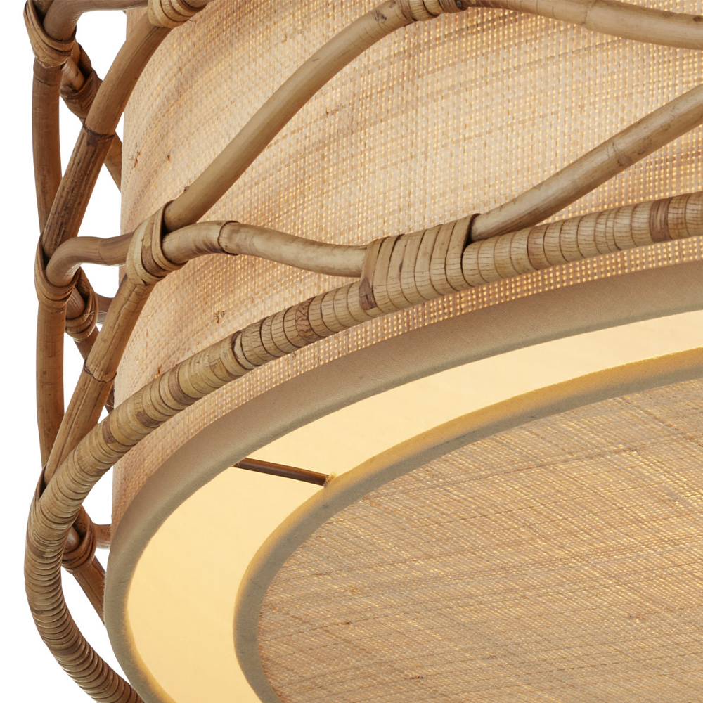 Подвесной светильник из кованого железа и абажуром из ротанга Wicker Furniture