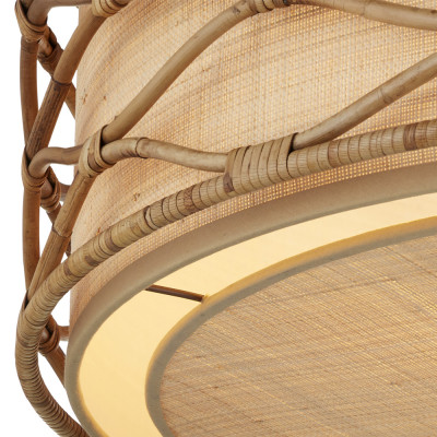 Подвесной светильник из кованого железа и абажуром из ротанга Wicker Furniture