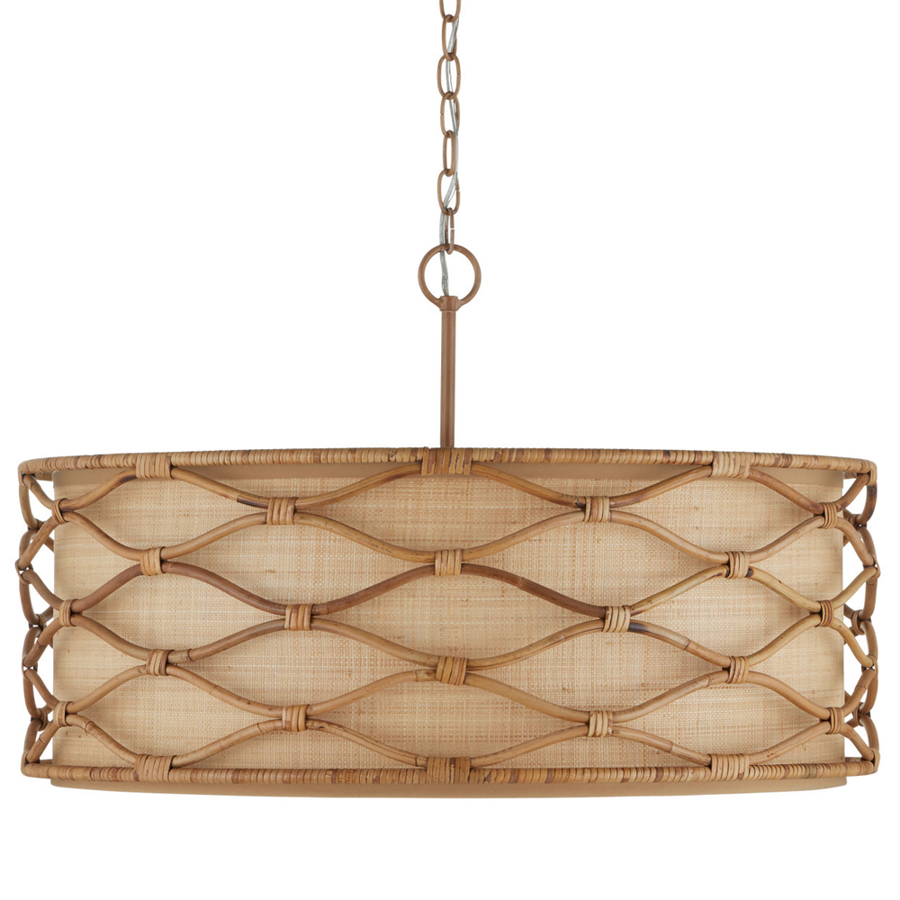 Подвесной светильник из кованого железа и абажуром из ротанга Wicker Furniture