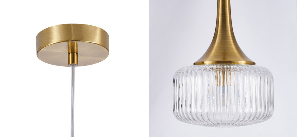 Подвесной светильник Blown Glass с прозрачным рельефным плафоном