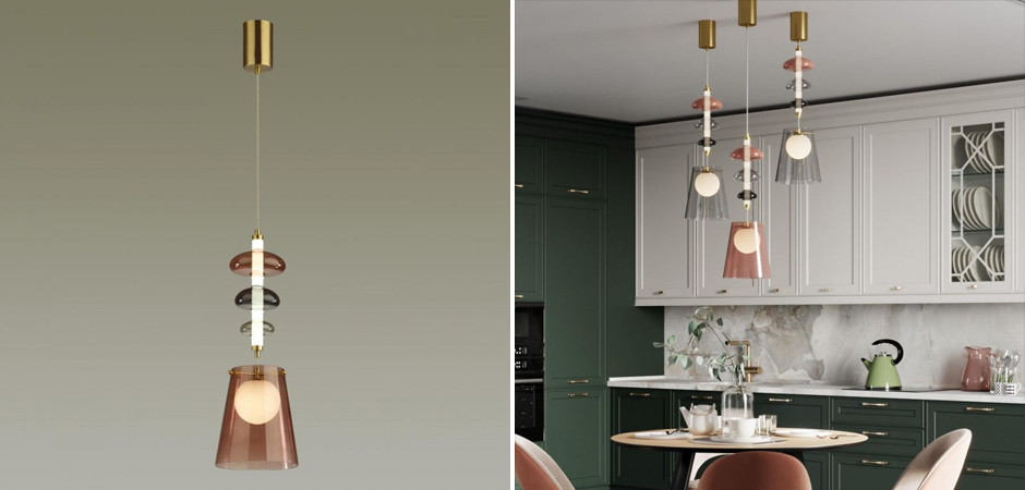 Подвесной светильник Contemporan Pink с цветным стеклом