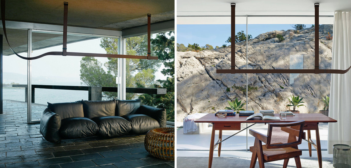 Подвесной светильник Flos Belt pelle naturale Коричневый цвет