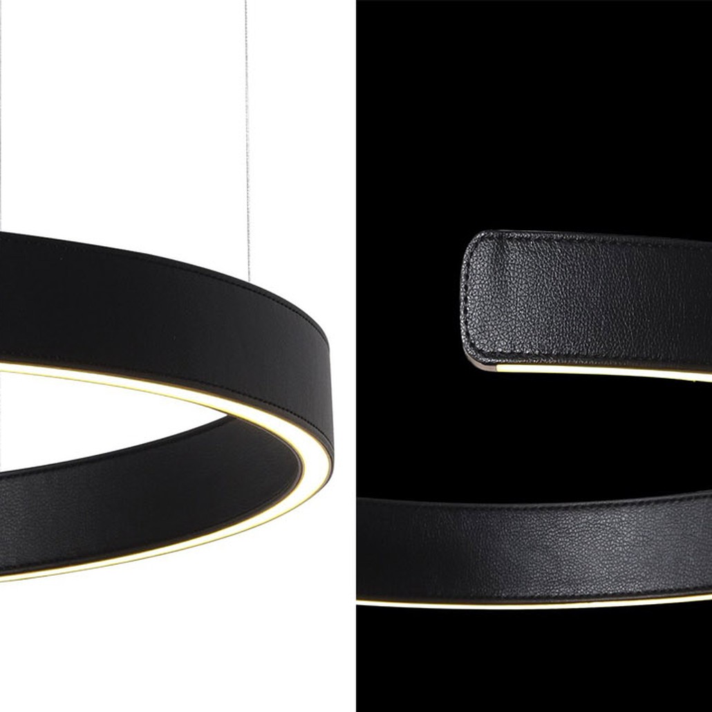 Подвесной светильник Half Ring black leather 40