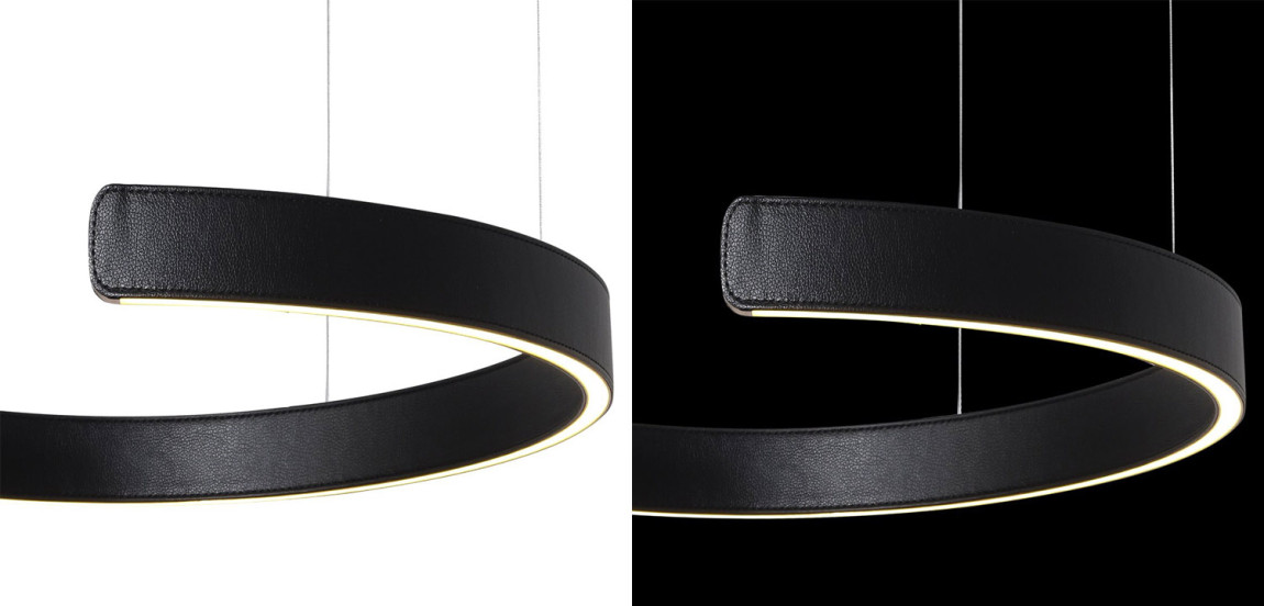 Подвесной светильник Half Ring black leather 40