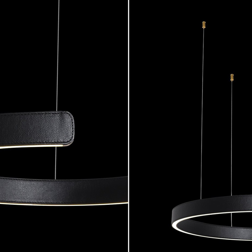 Подвесной светильник Half Ring black leather 60