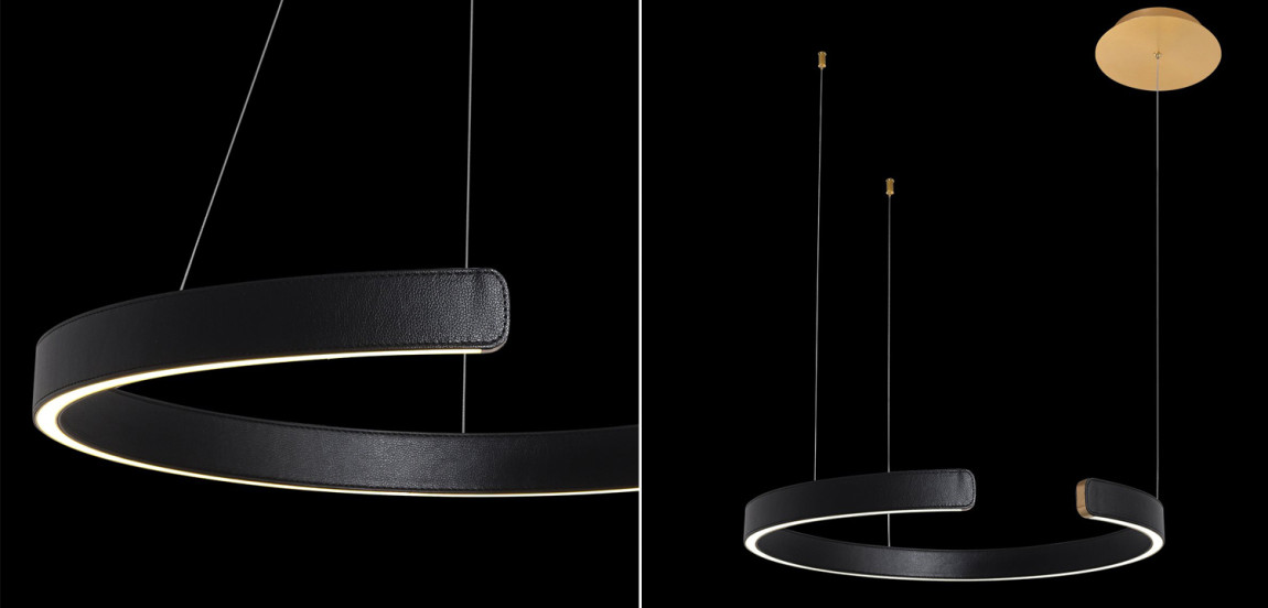 Подвесной светильник Half Ring black leather 60