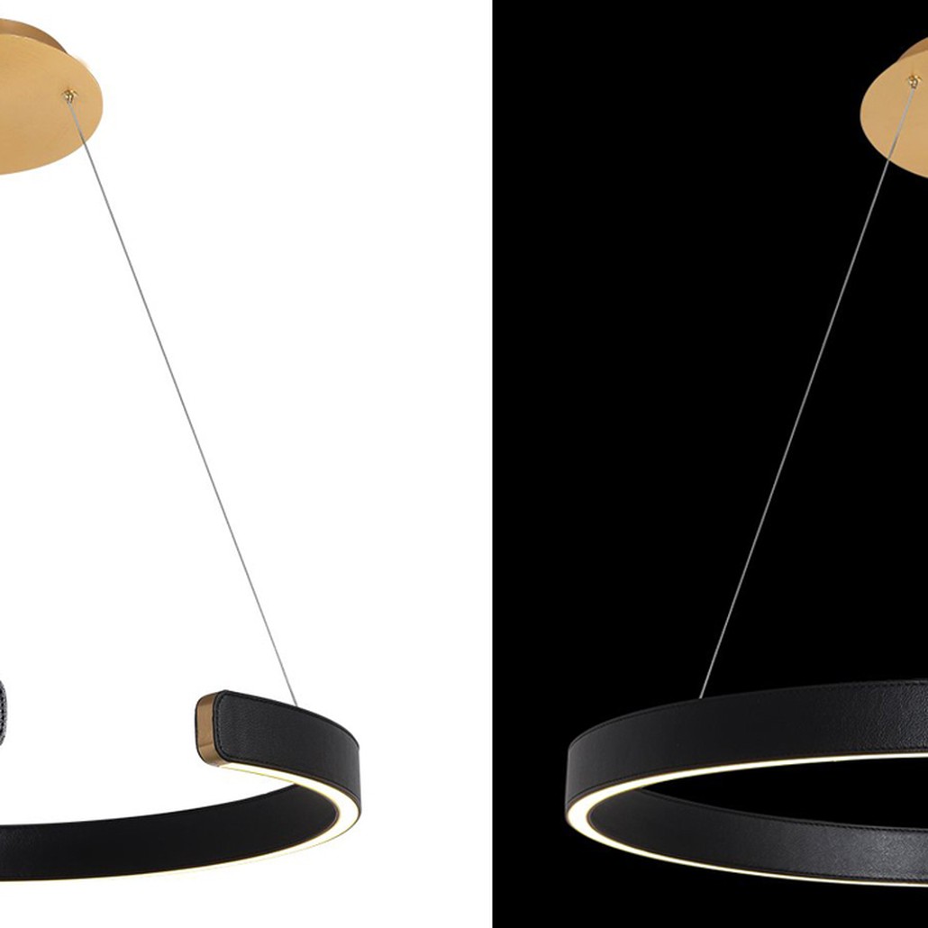 Подвесной светильник Half Ring black leather 60