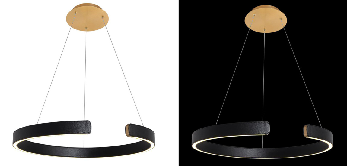 Подвесной светильник Half Ring black leather 60