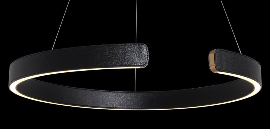 Подвесной светильник Half Ring black leather 60