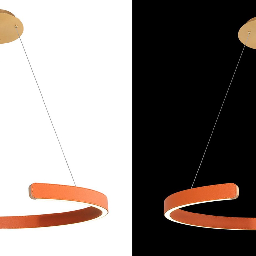 Подвесной светильник Half Ring orange leather