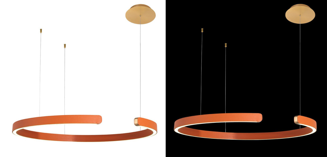 Подвесной светильник Half Ring orange leather