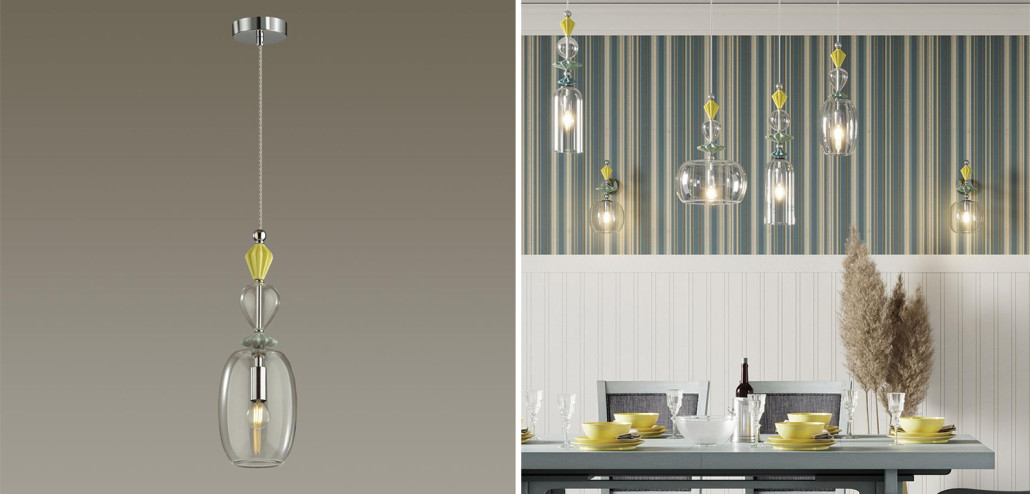 Подвесной светильник Iris Glas hanging lamp candy B chrome