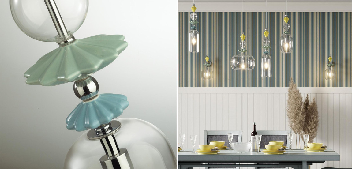 Подвесной светильник Iris Glas hanging lamp candy C chrome