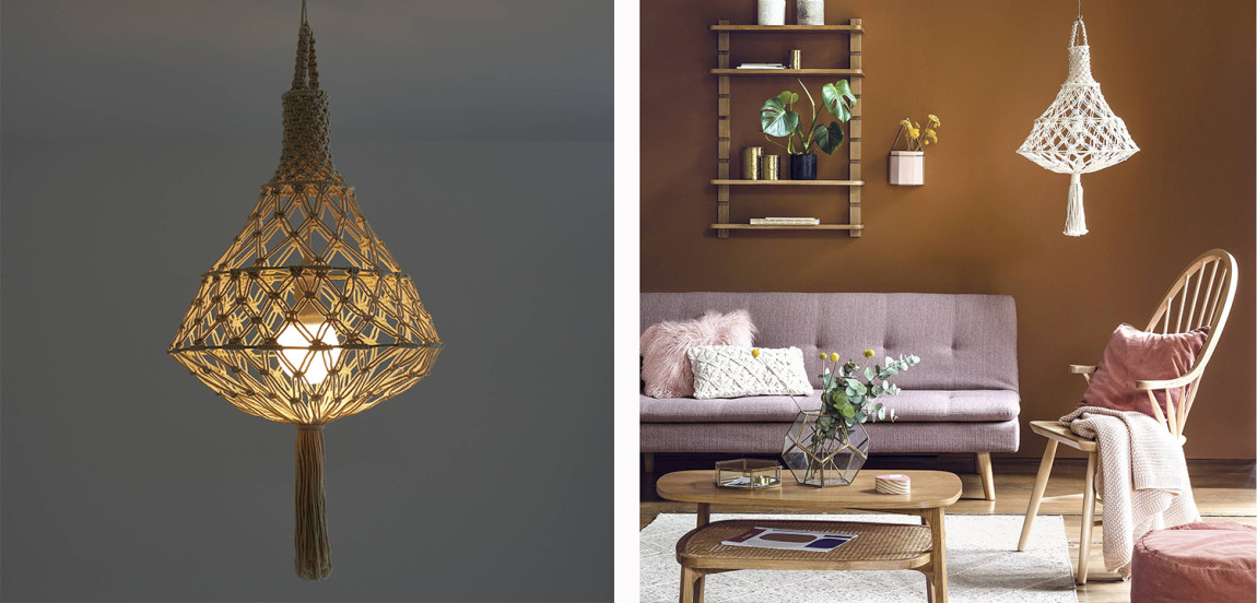 Подвесной светильник Macrame Wicker Hanging lamp