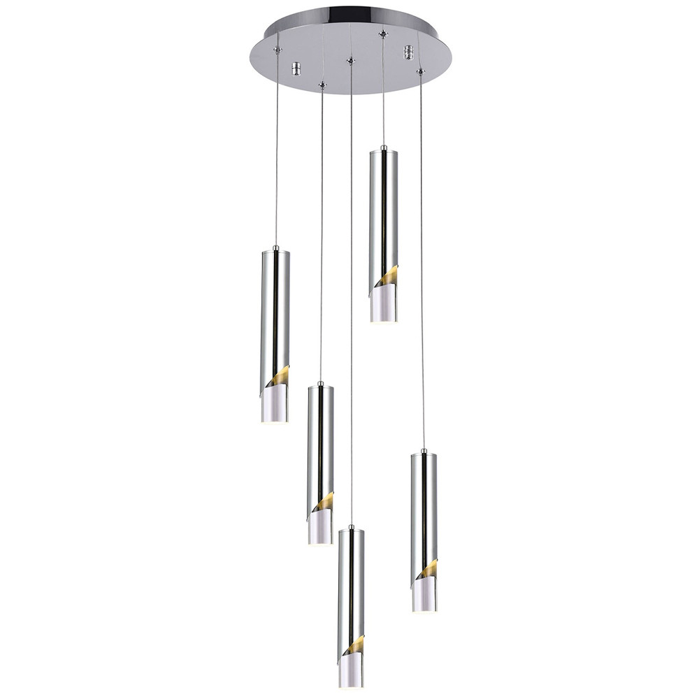 Подвесной светильник Metal Acrylic Tube Five Chrome Hanging Lamp