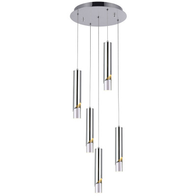 Подвесной светильник Metal Acrylic Tube Five Chrome Hanging Lamp