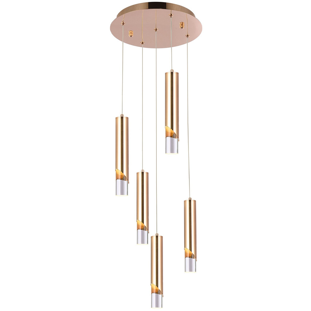 Подвесной светильник Metal Acrylic Tube Five Gold Hanging Lamp
