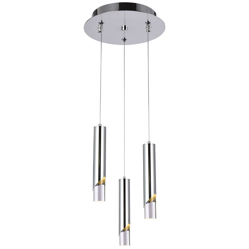 Подвесной светильник Metal Acrylic Tube Trio Chrome Hanging Lamp