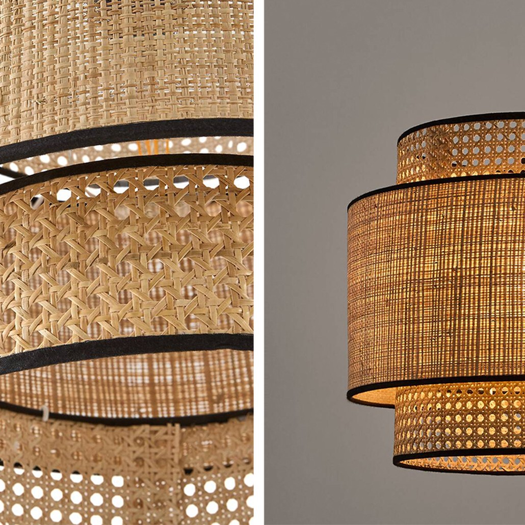 Подвесной светильник Ottar Dual Wicker beige black