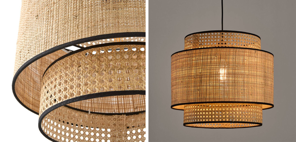 Подвесной светильник Ottar Dual Wicker beige black