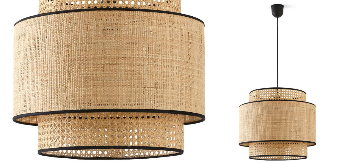 Подвесной светильник Ottar Dual Wicker beige black
