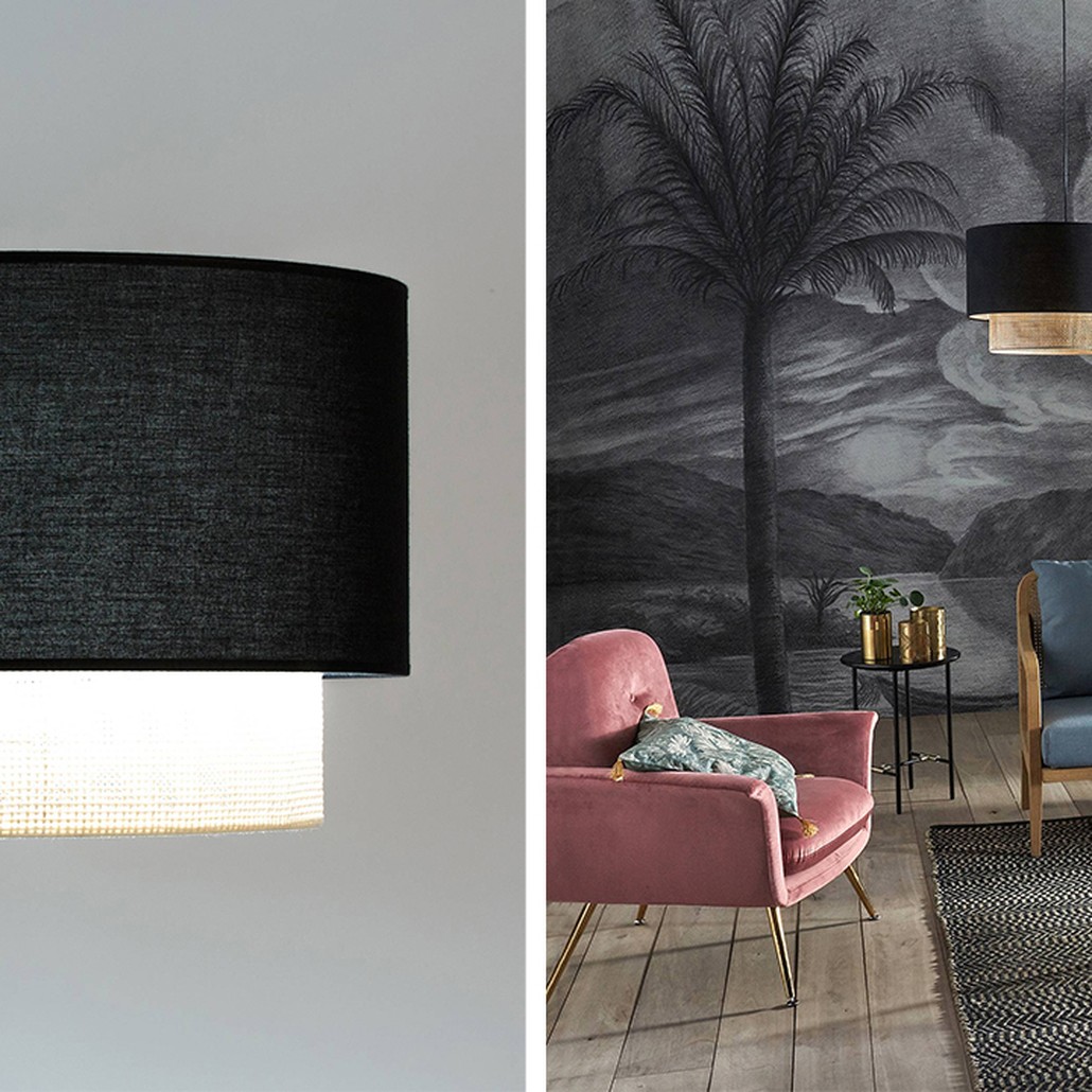 Подвесной светильник Ottar Wicker Black lampshade