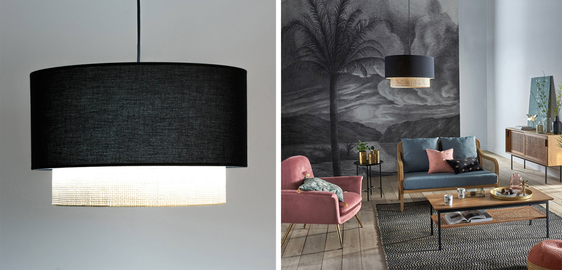 Подвесной светильник Ottar Wicker Black lampshade