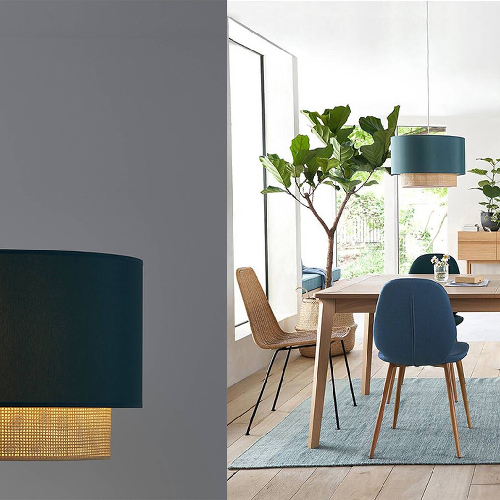 Подвесной светильник Ottar Wicker Turquoise lampshade
