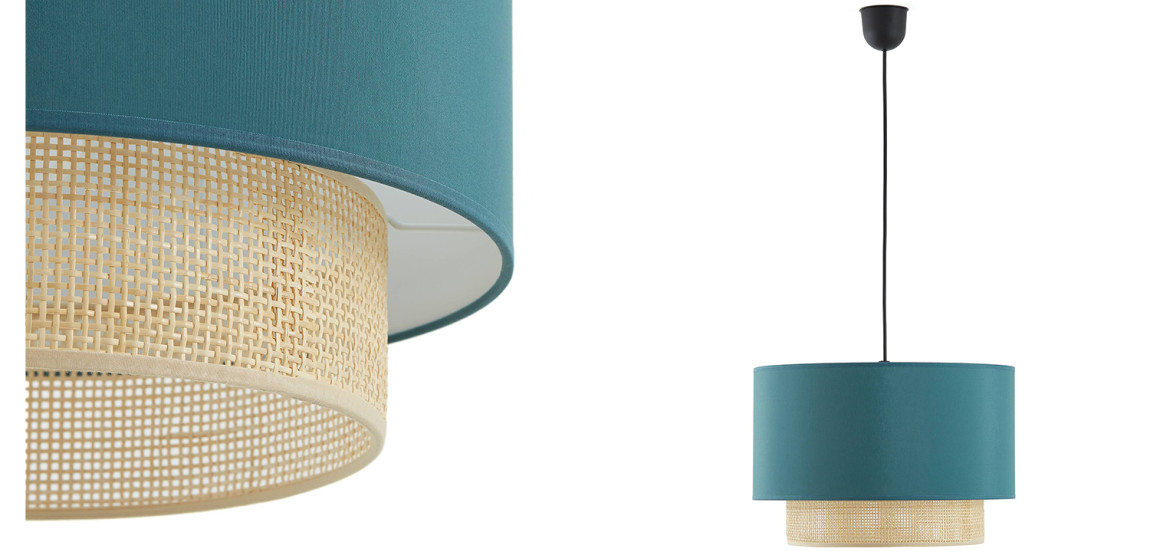 Подвесной светильник Ottar Wicker Turquoise lampshade