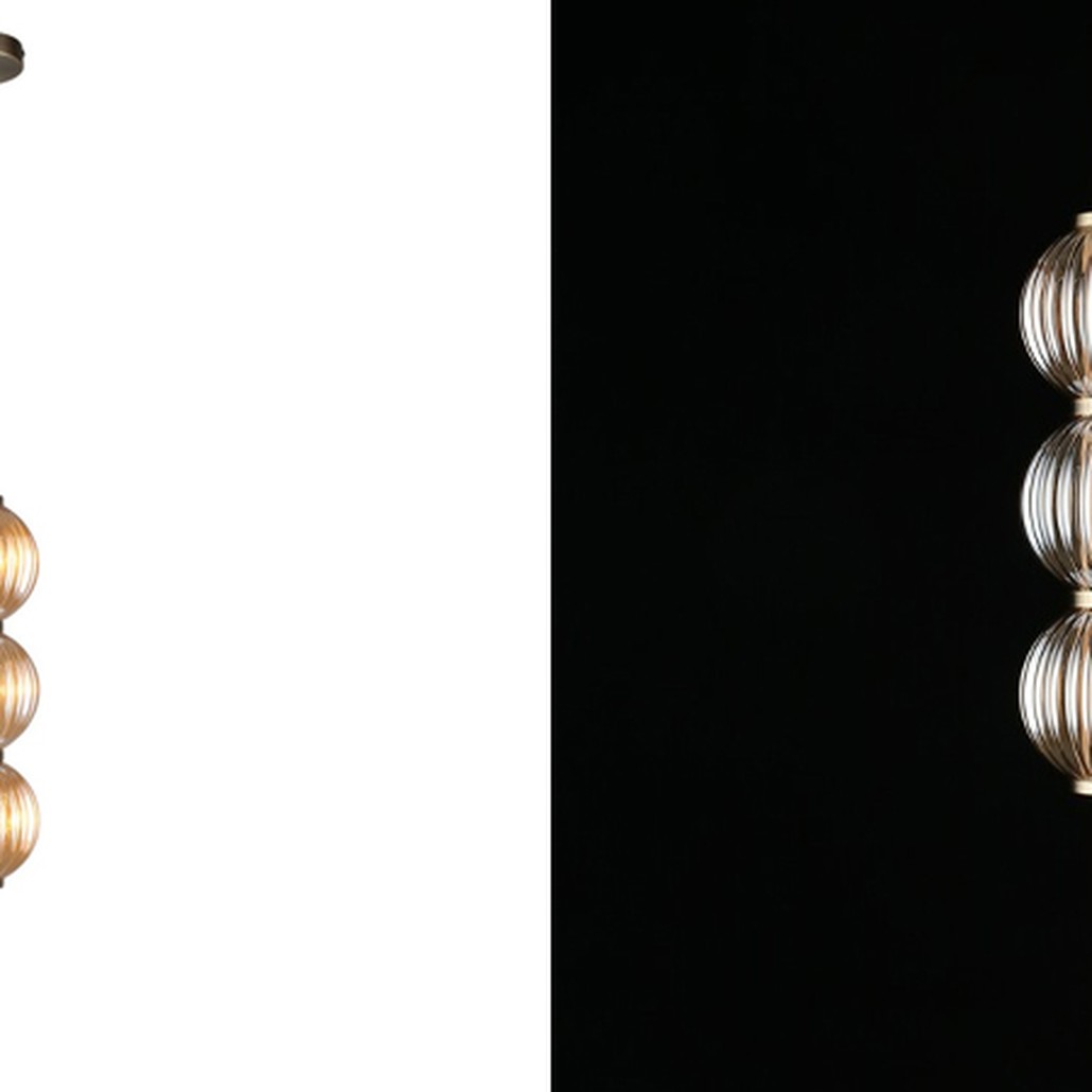 Подвесной светильник Shell Beads с янтарным стеклом