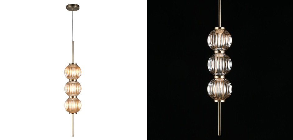 Подвесной светильник Shell Beads с янтарным стеклом