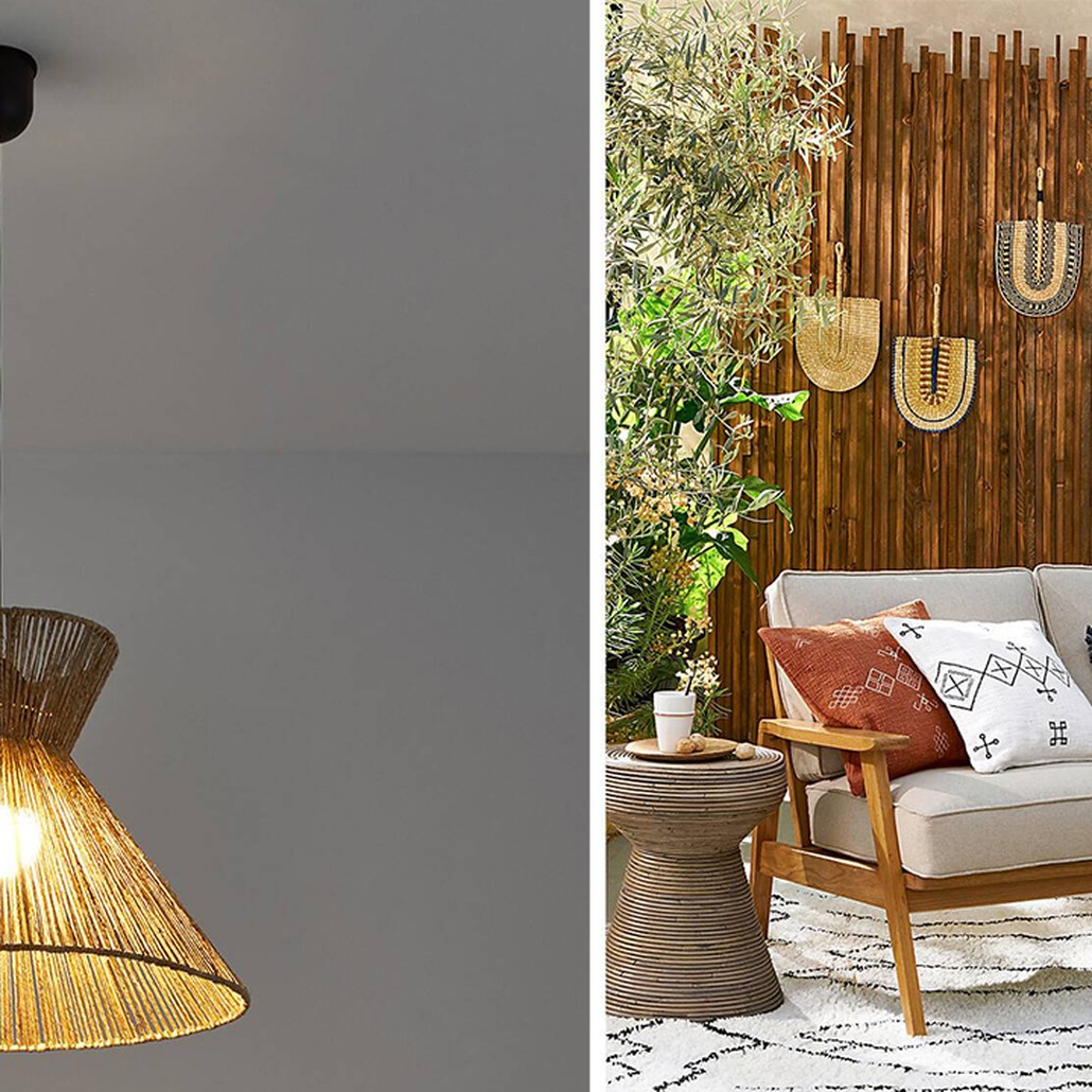 Подвесной светильник Signe Wicker Hemp Beige Horn
