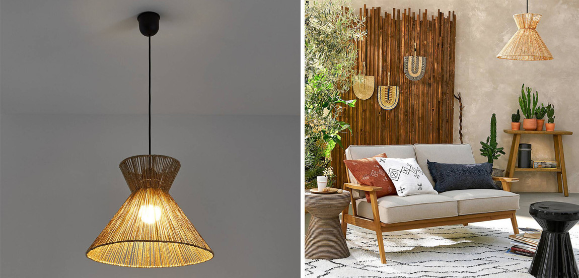 Подвесной светильник Signe Wicker Hemp Beige Horn