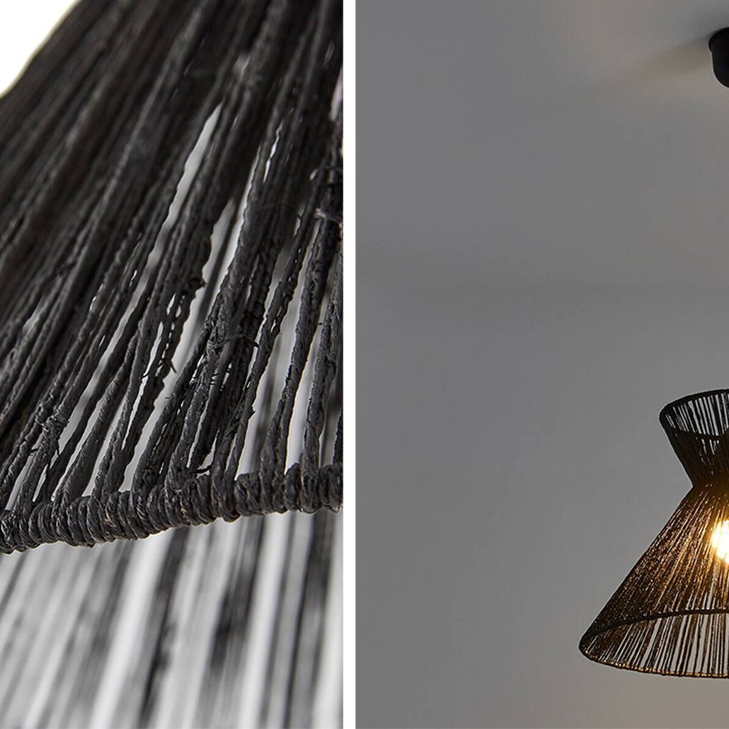 Подвесной светильник Signe Wicker Hemp Black Horn