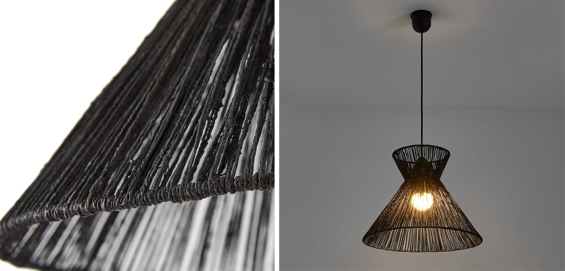 Подвесной светильник Signe Wicker Hemp Black Horn