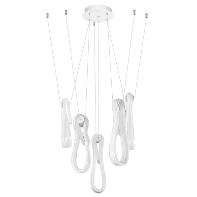 Подвесной светильник белого цвета с 6-ю изогнутыми плафонами Flow Loop