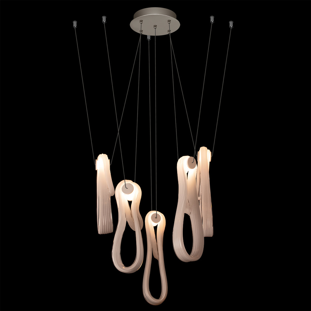 Подвесной светильник белого цвета с 6-ю изогнутыми плафонами Flow Loop