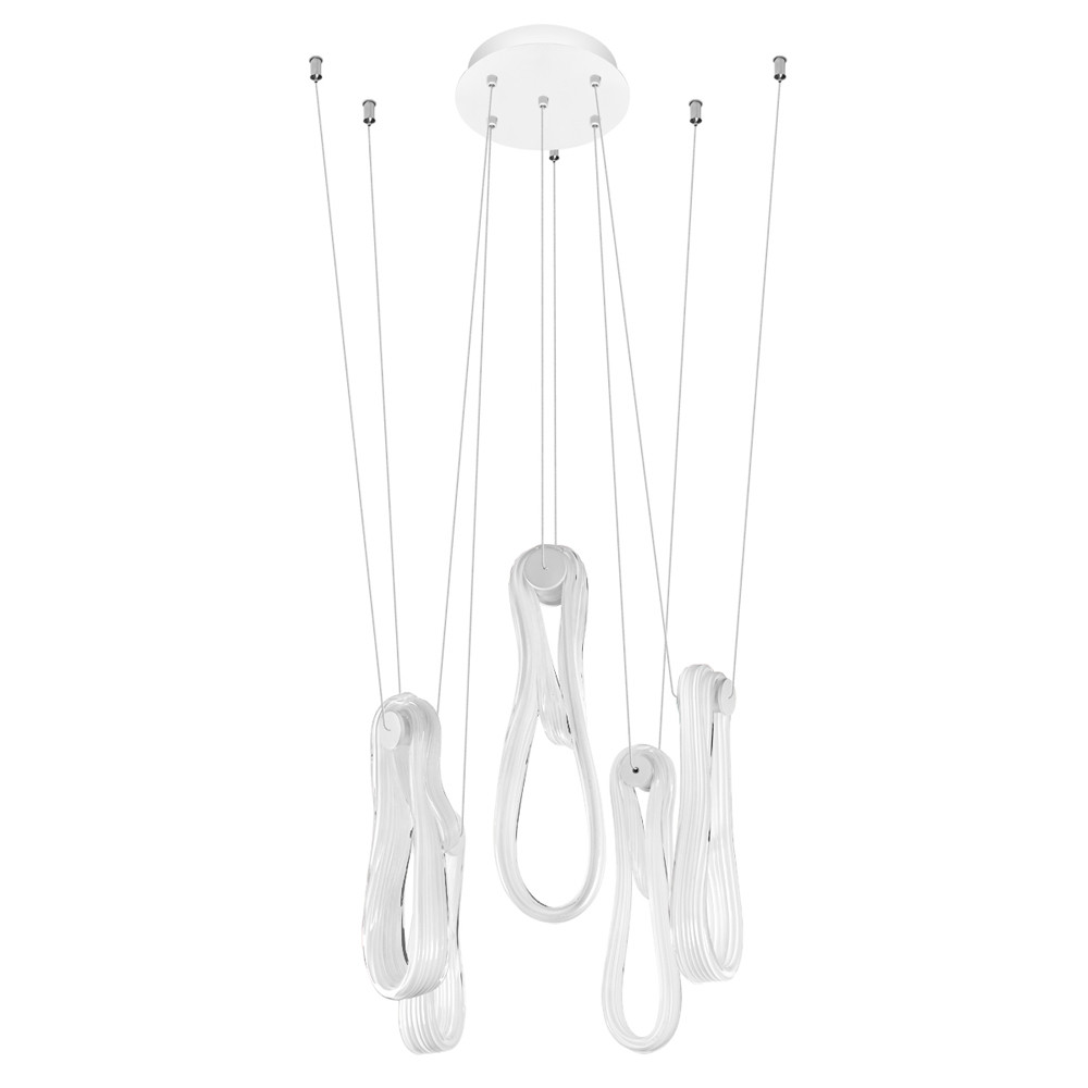 Подвесной светильник белого цвета с 6-ю изогнутыми плафонами Flow Loop