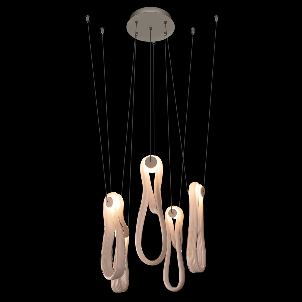Подвесной светильник белого цвета с 6-ю изогнутыми плафонами Flow Loop