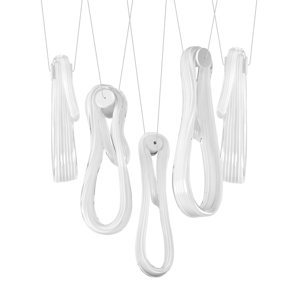 Подвесной светильник белого цвета с 6-ю изогнутыми плафонами Flow Loop