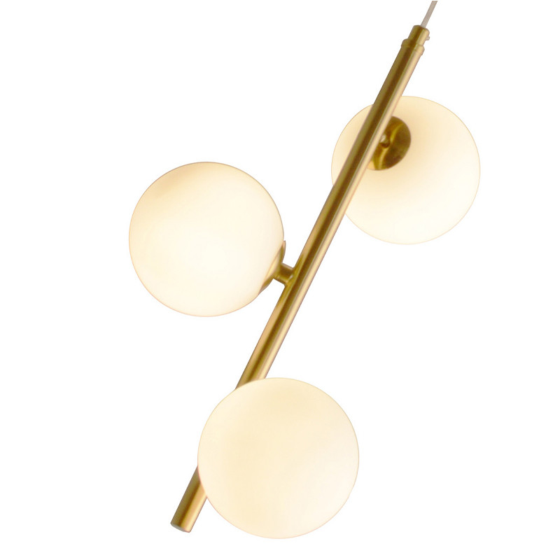 Подвесной светильник бронзового цвета с 3-мя белыми стеклянными шарообразными плафонами Bubble Chandelier