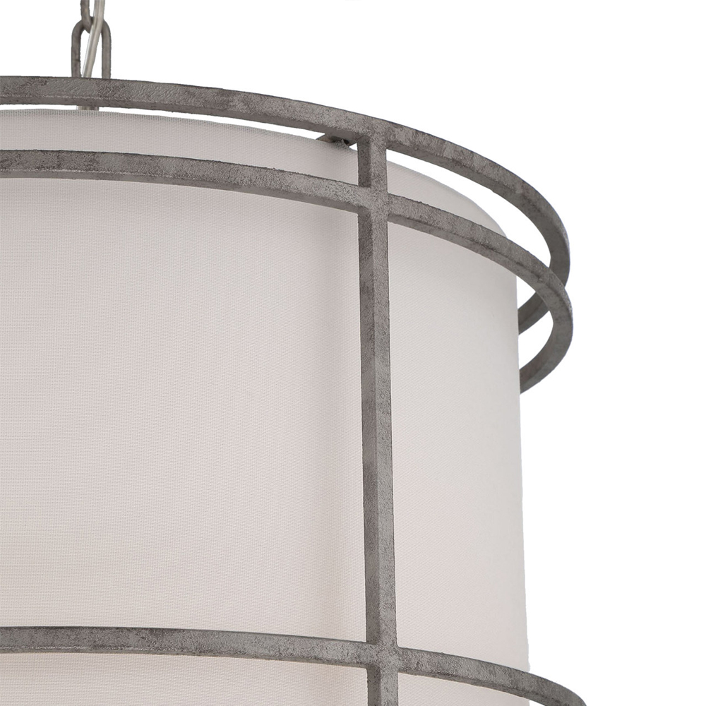 Подвесной светильник в виде барабана с тканевым абажуром и металлическим каркасом Warm Glow