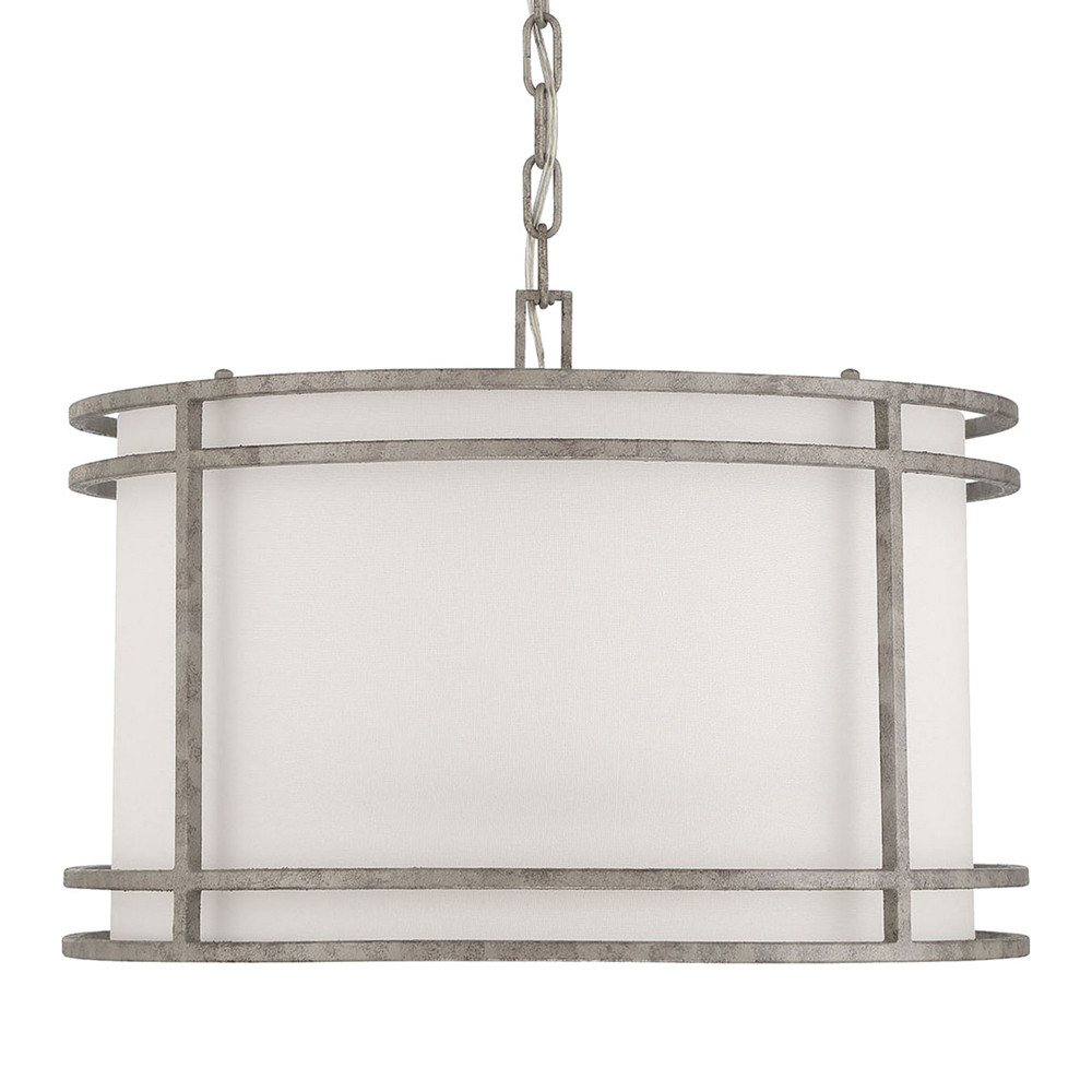 Подвесной светильник в виде барабана с тканевым абажуром и металлическим каркасом Warm Glow