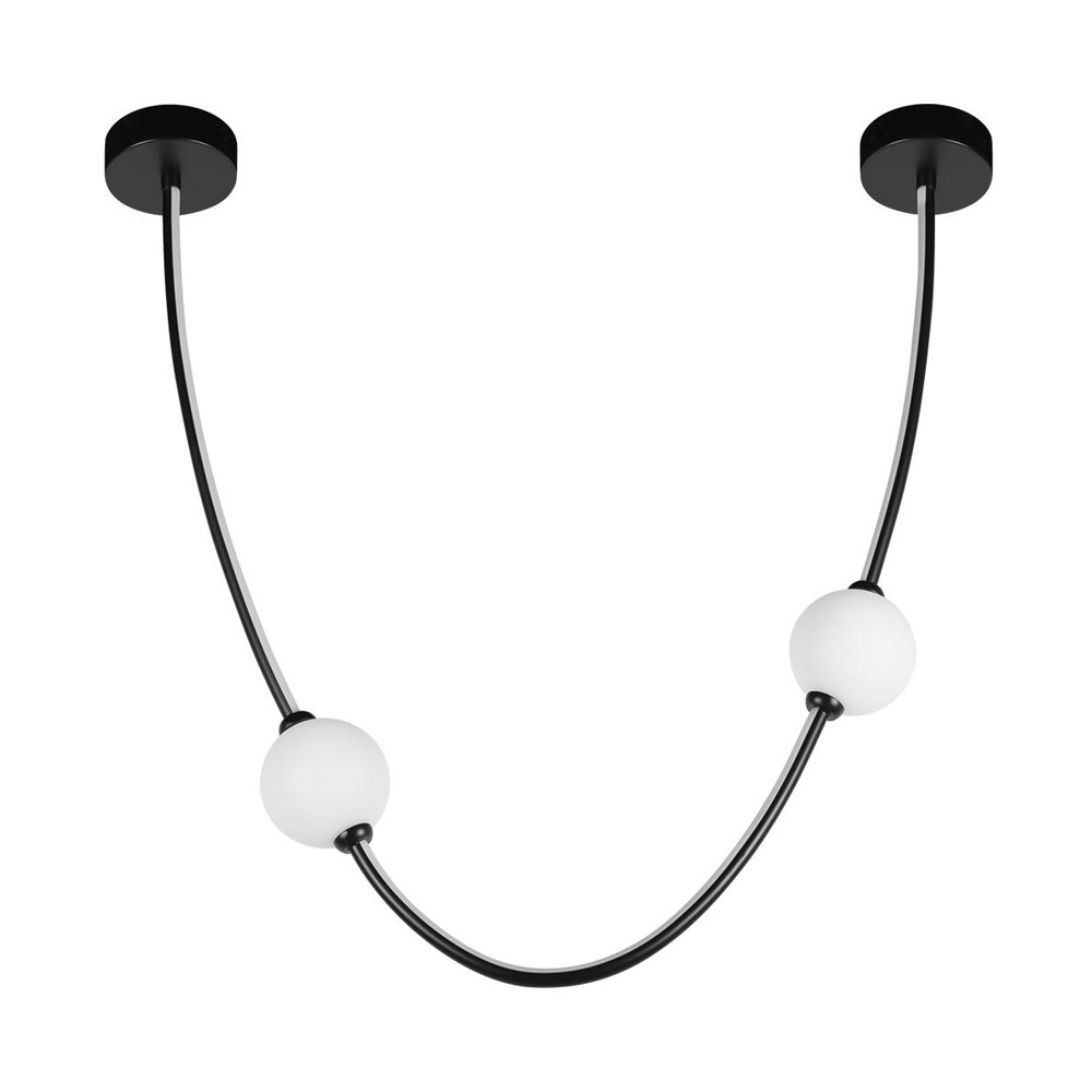 Подвесной светильник в форме дуги с белыми шарообразными плафонами Flos Wireline Lighting