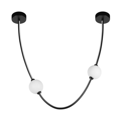 Подвесной светильник в форме дуги с белыми шарообразными плафонами Flos Wireline Lighting