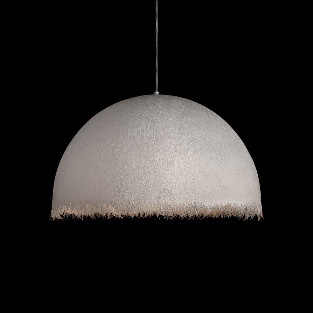 Подвесной светильник в форме купола белого цвета с ажурной бахромой Tactile Line