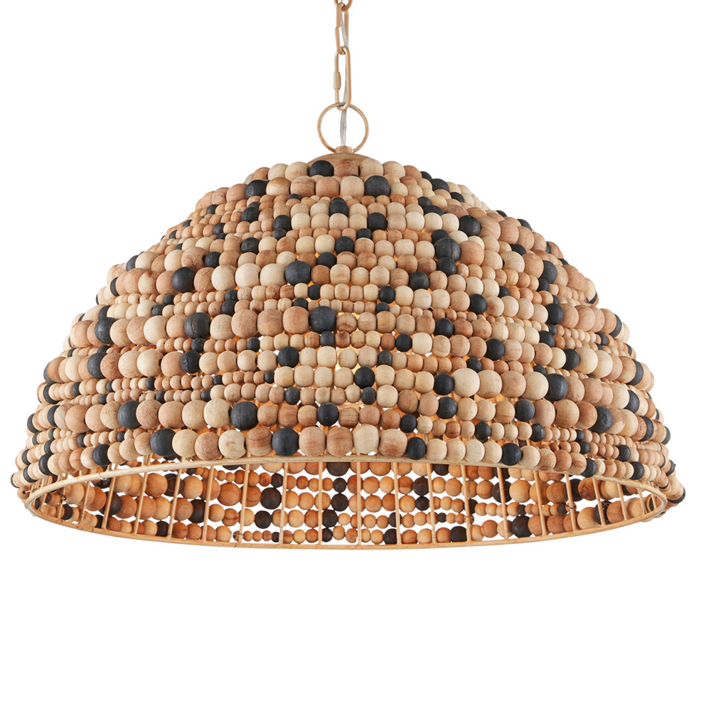 Подвесной светильник в форме купола из деревянных бусин Wooden Beads