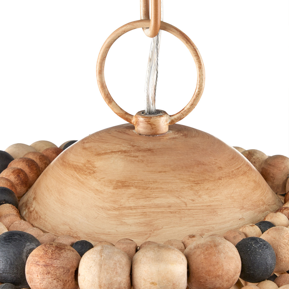 Подвесной светильник в форме купола из деревянных бусин Wooden Beads