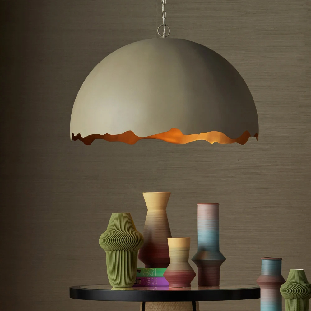 Подвесной светильник в форме купола с сочетанием золотого и оливкового цвета Eggshell